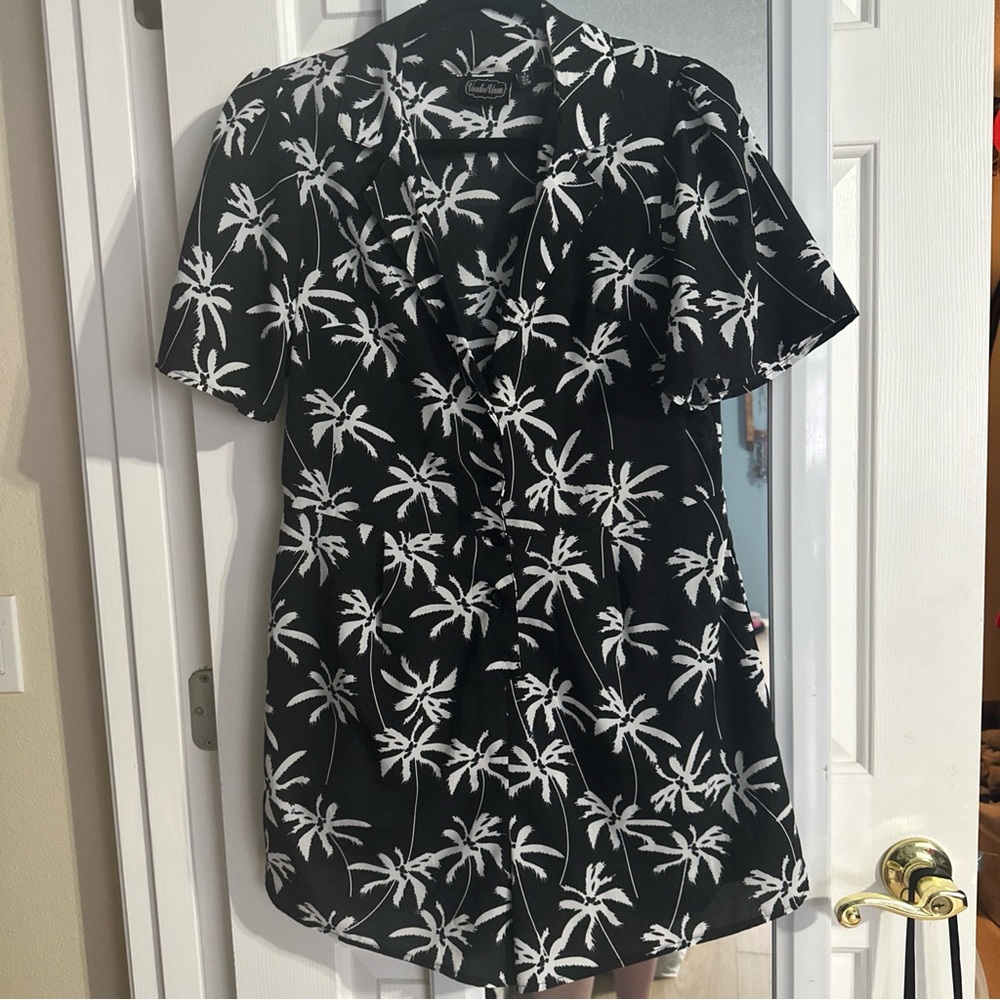 Voodoo Vixen Black and White Palm Tree Romper